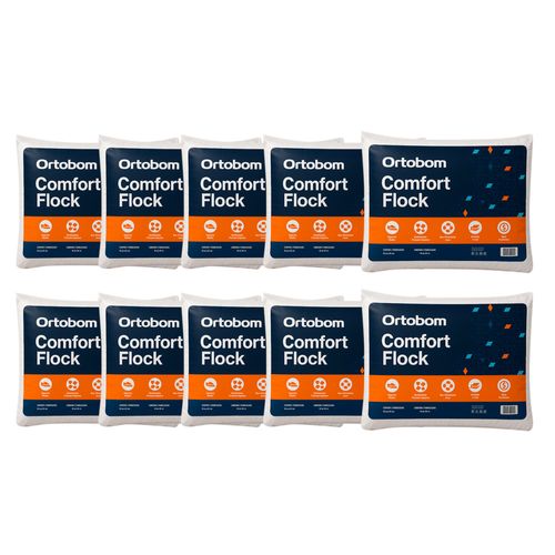 Kit 10 Travesseiros Ortobom 60x40cm Confort Flock 5188926